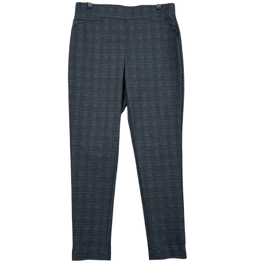 Calvin Klein Pull-On Skinny Pants Women 10 Polyester Viscose Gray‎ Plaid